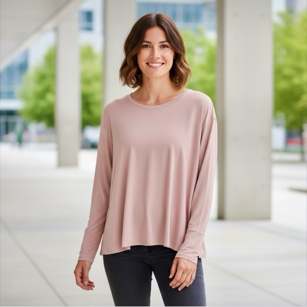 Lululemon Modal Relaxed Fit Long Sleeve Shirt Misty Shell Size 12 NWT
